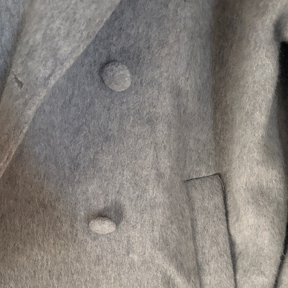 Sezane Pale Gray Double-Breasted Wool Pea Coat - Picture 7 of 10